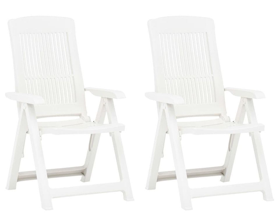 Lot de 2 chaises de jardin inclinables BALIKA – Plastique blanc - Photo n°1