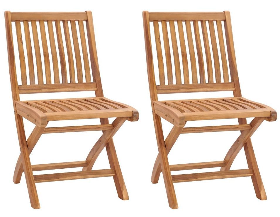 Lot de 2 chaises de jardin pliables en bois de teck KANSA - Photo n°1