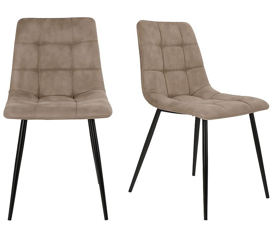 Lot de 2 chaises de salle à manger MODA – Tissu capitonné et pieds en acier noir - Photo n°1