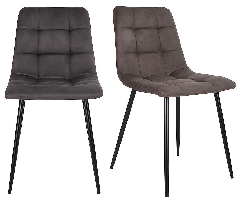 Lot de 2 chaises de salle à manger MODA – Tissu capitonné et pieds en acier noir - Photo n°1