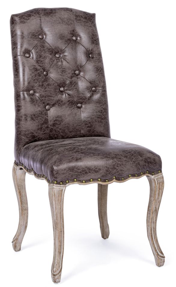 Lot de 2 chaises DIVA – Effet velours & dossier clouté doré - Photo n°1