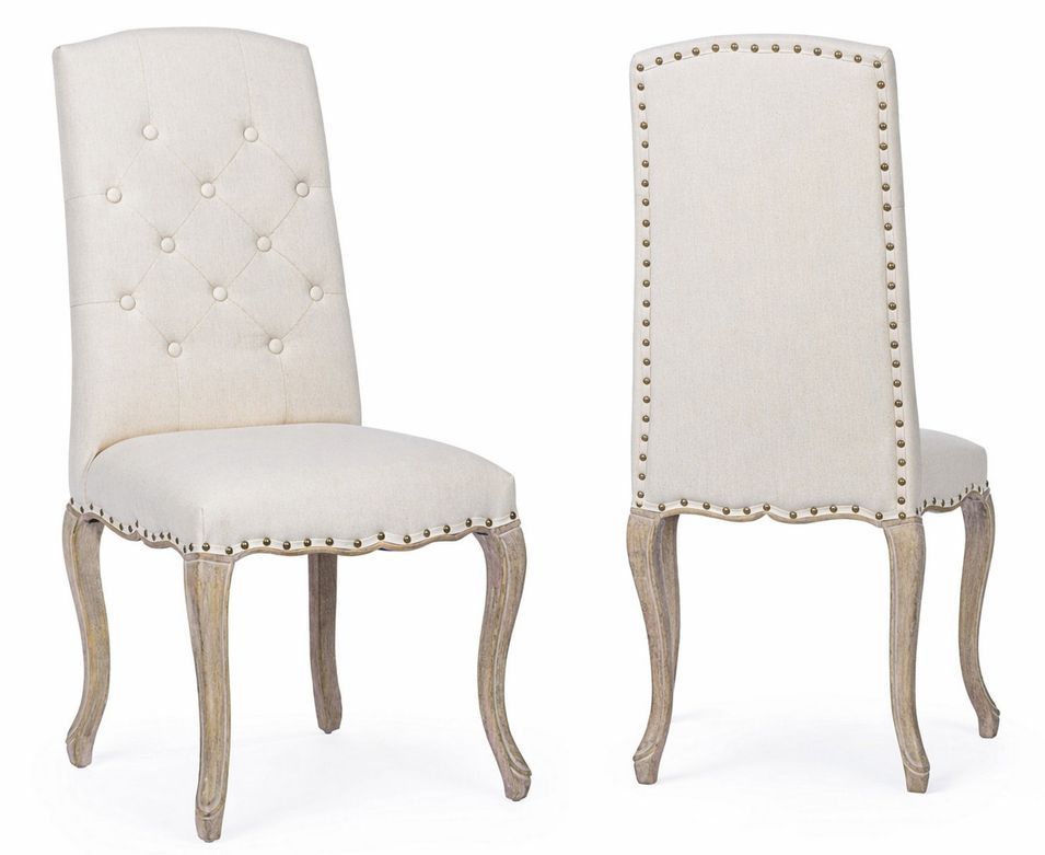 Lot de 2 chaises DIVA – Effet velours & dossier clouté doré - Photo n°1