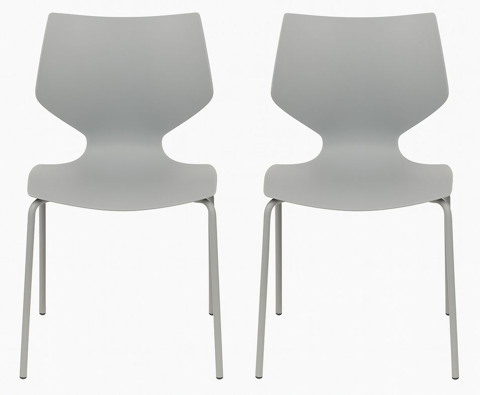 Lot de 2 chaises empilables JORDA – Polypropylène & pieds métal - Photo n°1