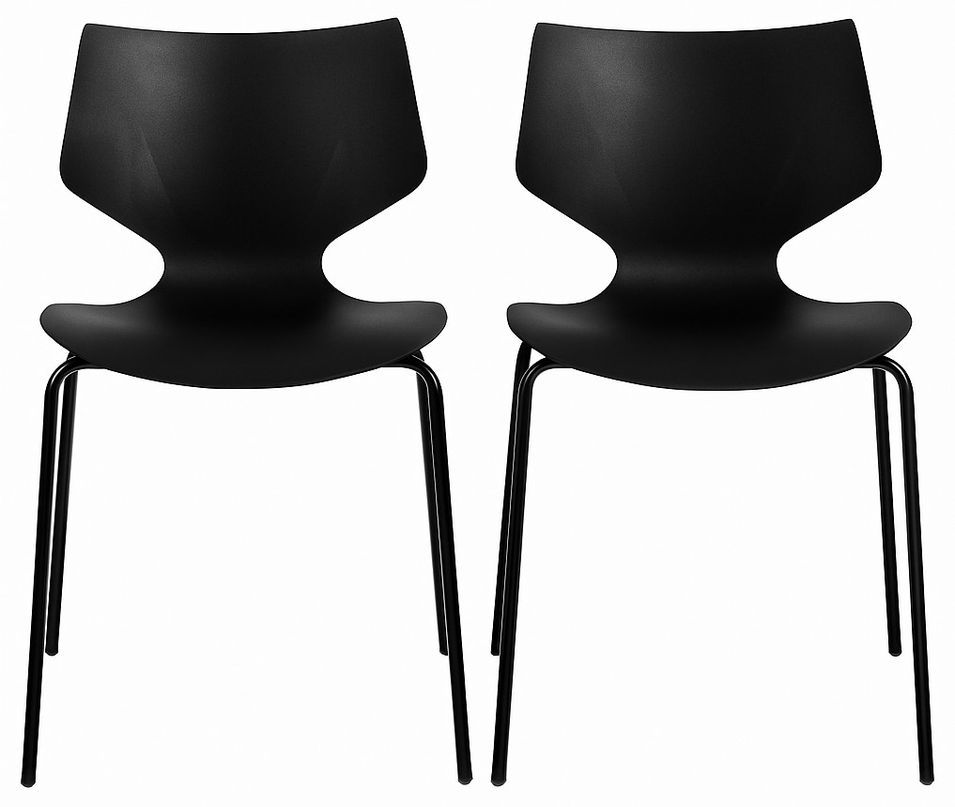 Lot de 2 chaises empilables JORDA – Polypropylène & pieds métal - Photo n°1