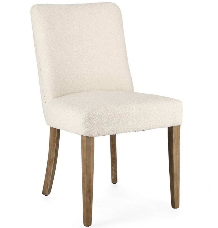 Lot de 2 chaises en bois de chêne et tissu effet bouclé – Design élégant et confort - Photo n°1