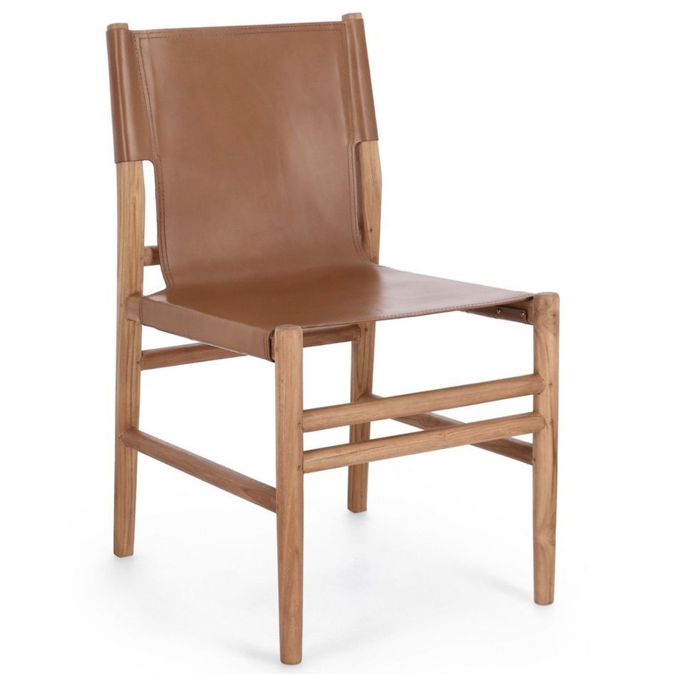 Lot de 2 chaises en bois de Teck et cuir Karole – Modernité et durabilité - Photo n°1