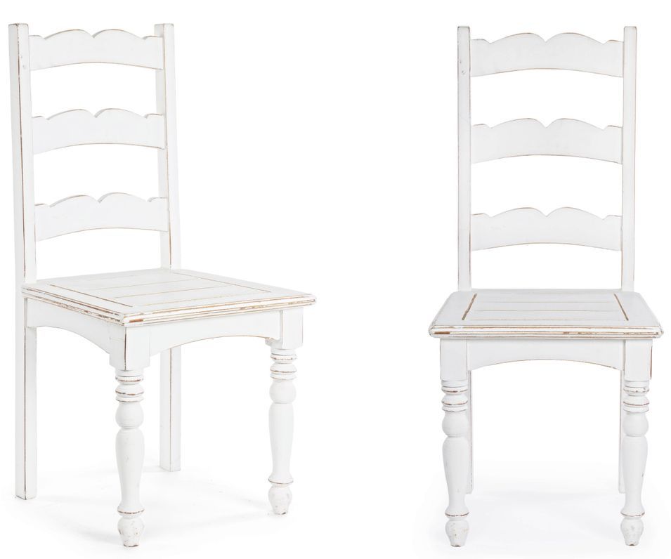 Lot de 2 chaises en bois massif blanc patiné KOLITA - Photo n°1