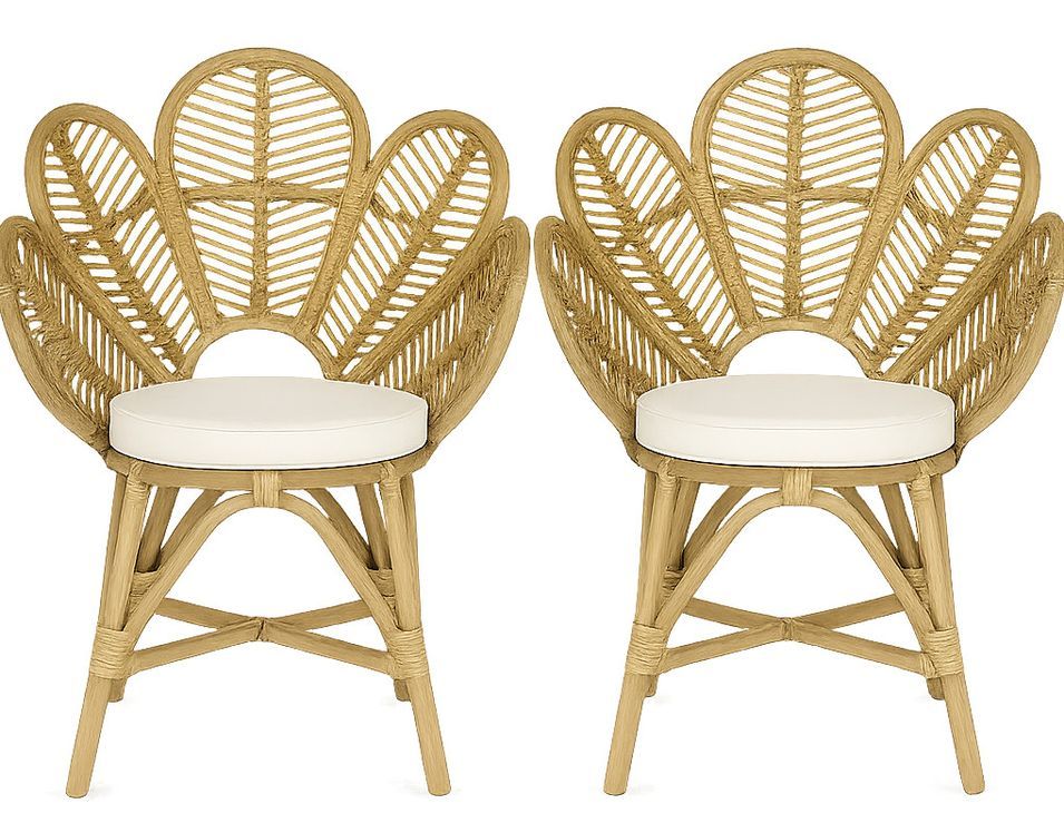 Lot de 2 chaises en rotin avec coussin en coton Flores - Confort et Style Authentique - Photo n°1