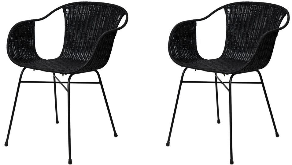 Lot de 2 chaises en rotin et métal noir POPYA - Photo n°1