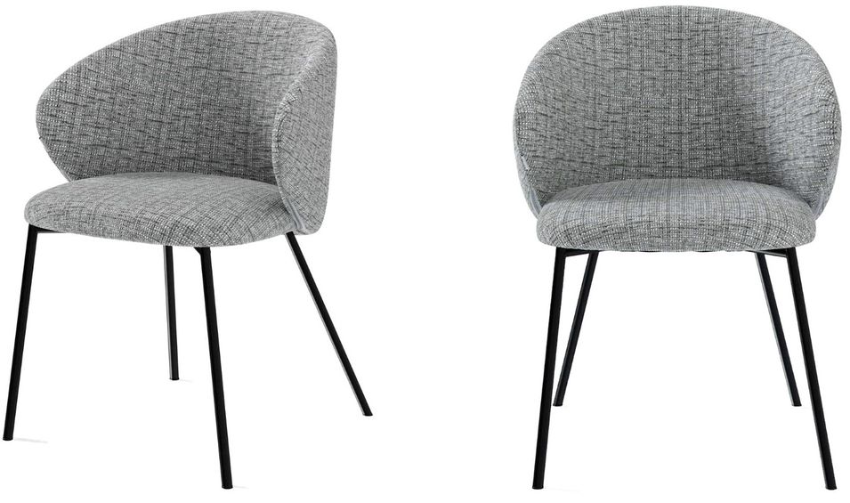Lot de 2 chaises en tissu avec pieds en métal noir NURIA - Confort et modernité - Photo n°1