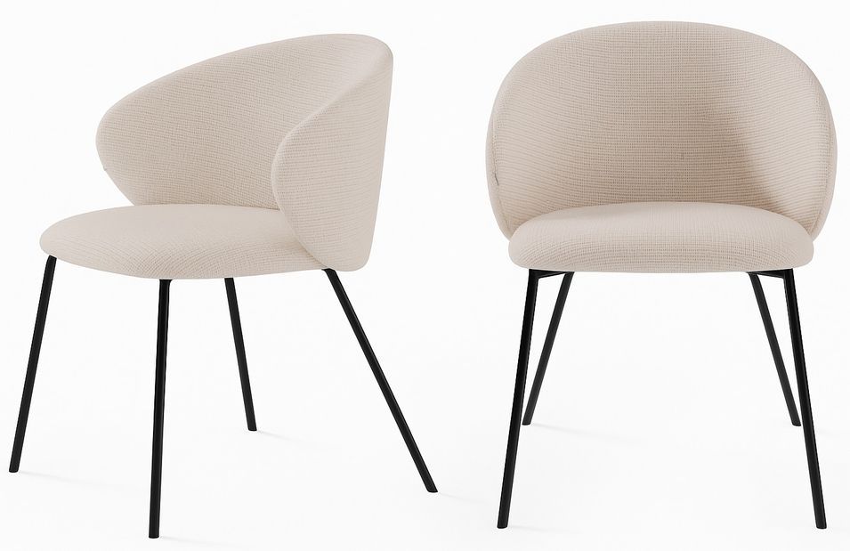 Lot de 2 chaises en tissu avec pieds en métal noir NURIA - Confort et modernité - Photo n°1