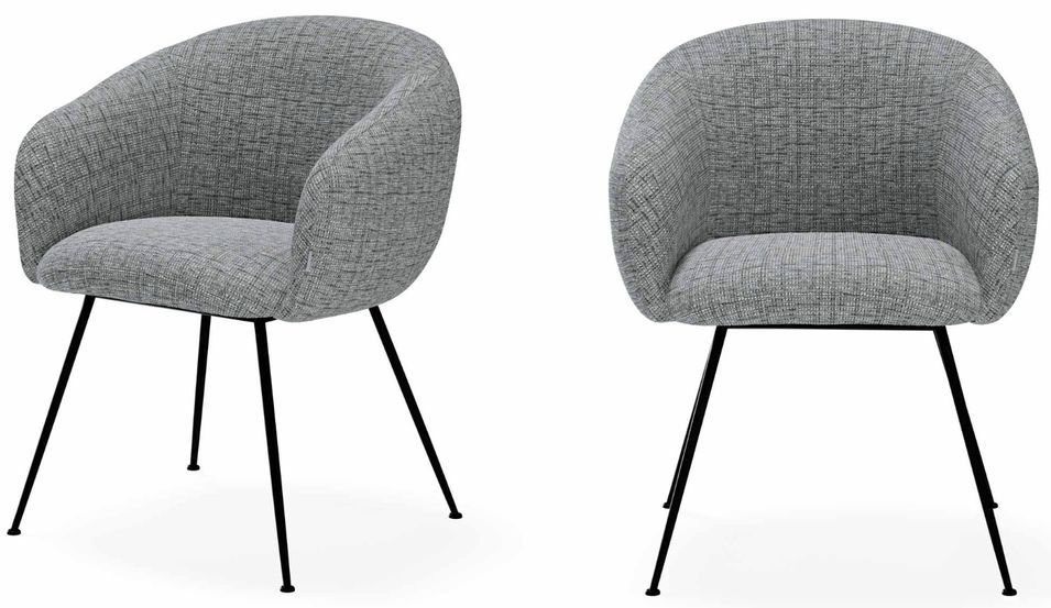 Lot de 2 chaises en tissu avec pieds métal noir YUGA – Confort exceptionnel - Photo n°1