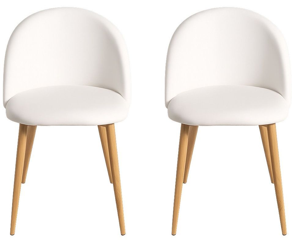 Lot de 2 chaises Kazon - Simili cuir élégant et pieds métal effet bois clair - Photo n°1