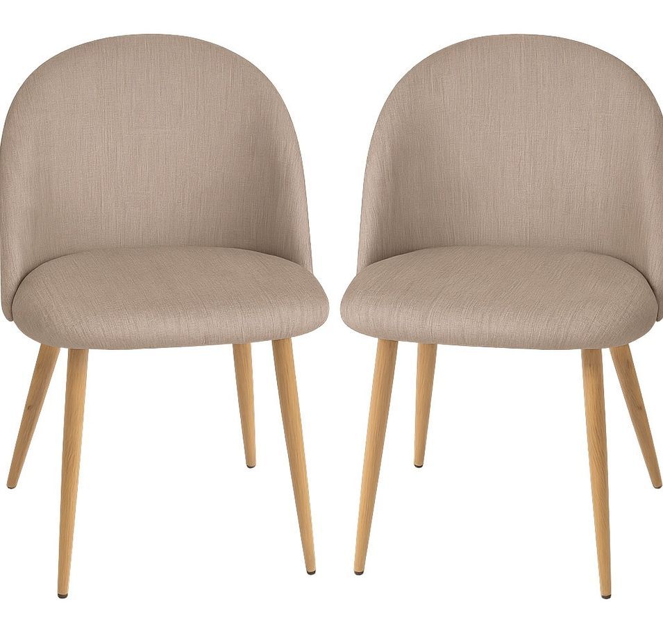 Lot de 2 chaises Kazon - Tissu élégant et pieds métal effet bois clair - Photo n°1