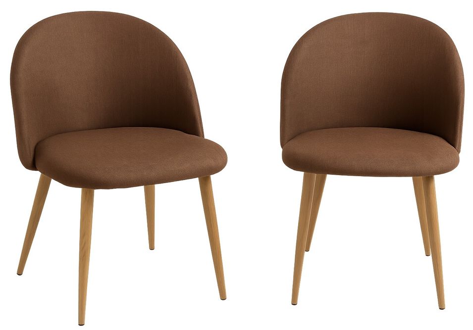 Lot de 2 chaises Kazon - Tissu élégant et pieds métal effet bois clair - Photo n°1