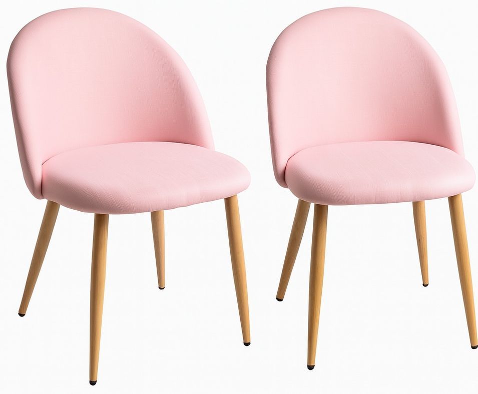 Lot de 2 chaises Kazon - Tissu élégant et pieds métal effet bois clair - Photo n°1