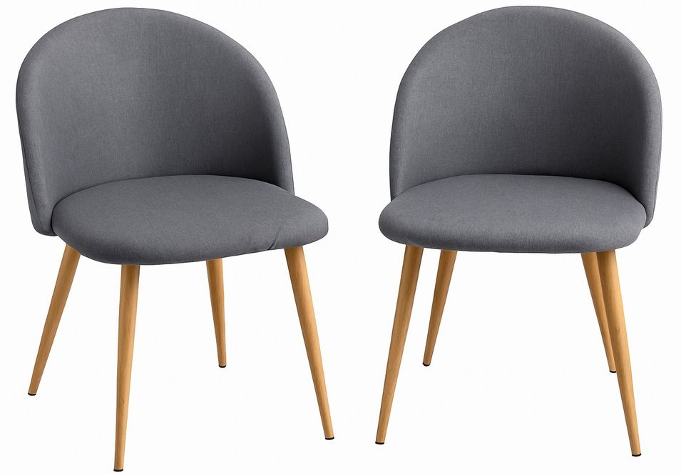Lot de 2 chaises Kazon - Tissu élégant et pieds métal effet bois clair - Photo n°1