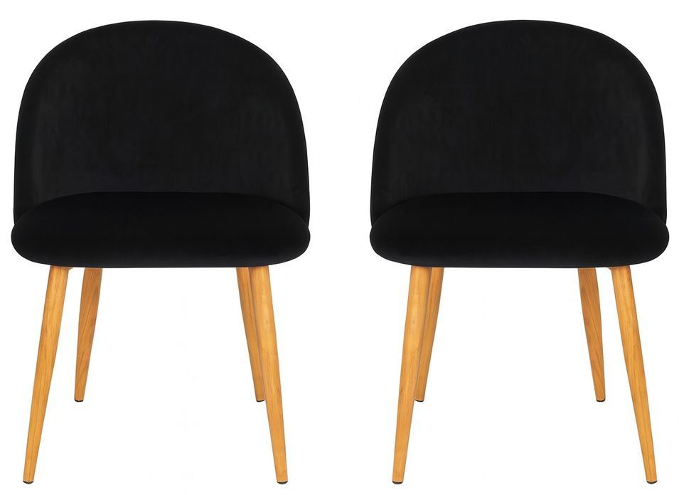 Lot de 2 chaises Kazon - Velours élégant et pieds métal effet bois clair - Photo n°1