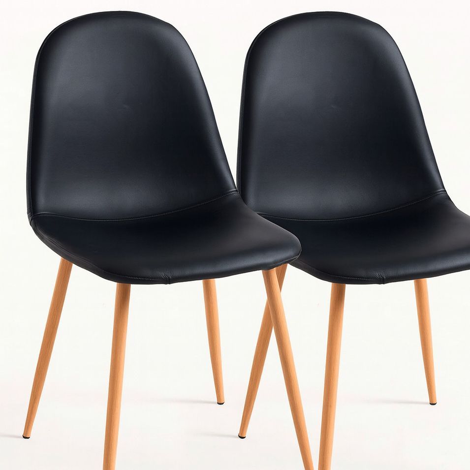 Lot de 2 chaises KELA – Simili cuir vintage & pieds en acier effet bois naturel - Photo n°1