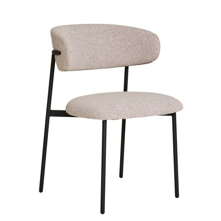Lot de 2 chaises KORA – Tissu à bouclette et pieds métal noir - Photo n°1