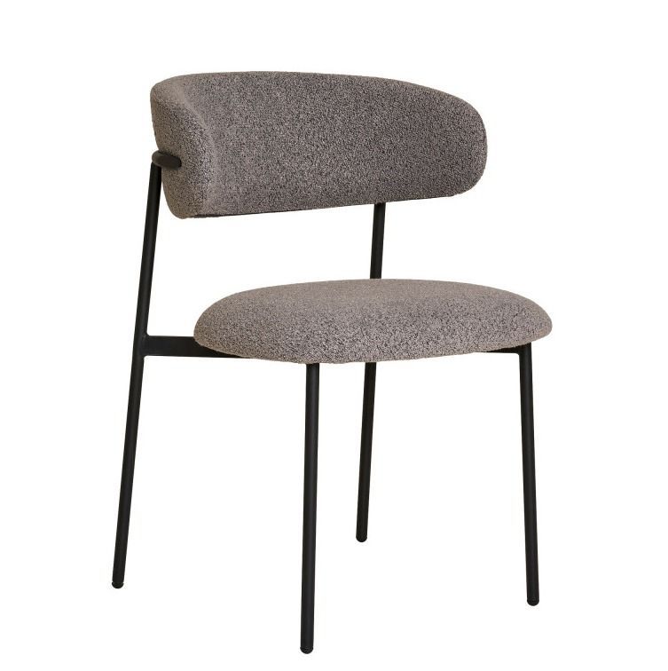 Lot de 2 chaises KORA – Tissu à bouclette et pieds métal noir - Photo n°1