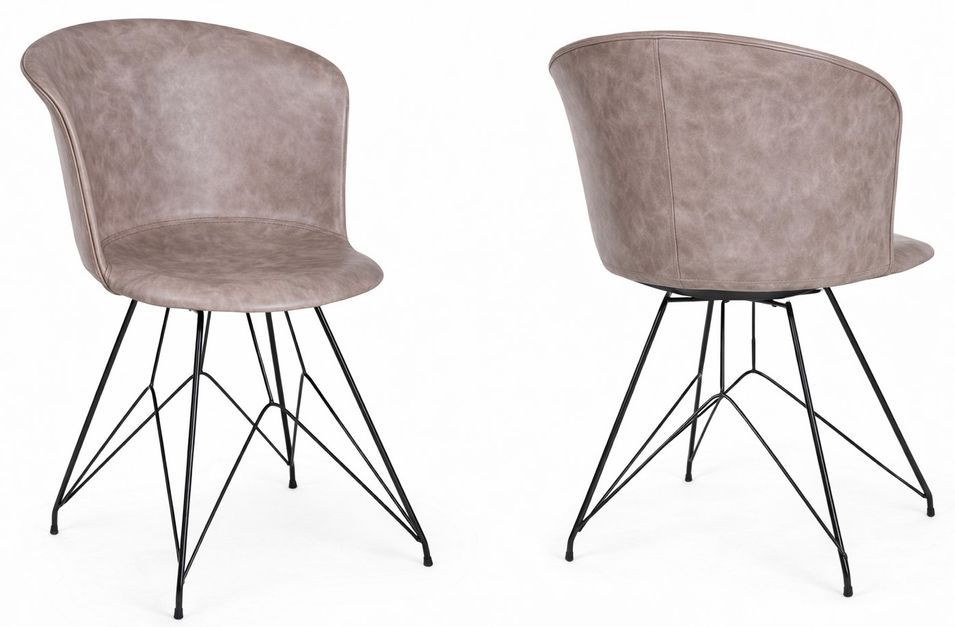 Lot de 2 chaises KUNA – Simili cuir & pieds acier robuste - Photo n°1