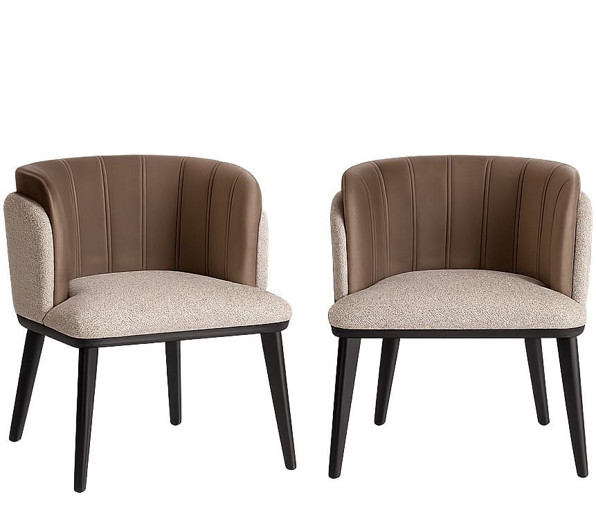 Lot de 2 chaises LAKEN – Tissu gris & bois massif noir - Photo n°1