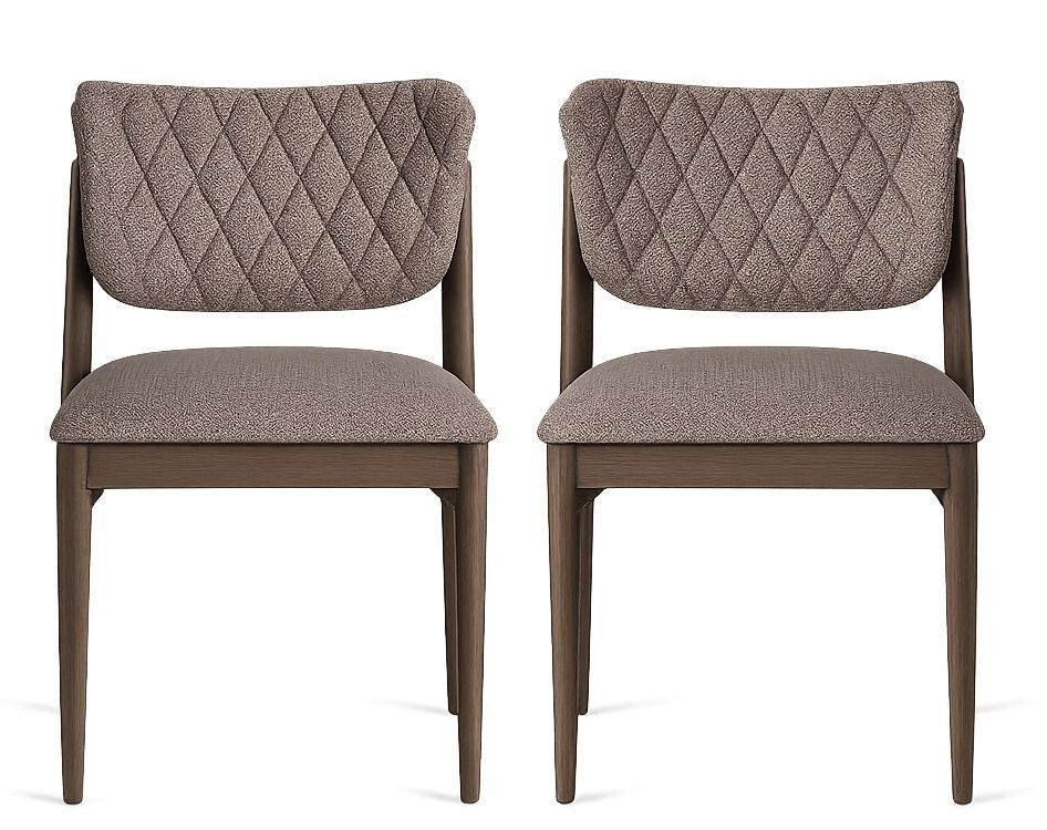 Lot de 2 chaises LAVORE – Tissu marron & bois de frêne marron - Photo n°1