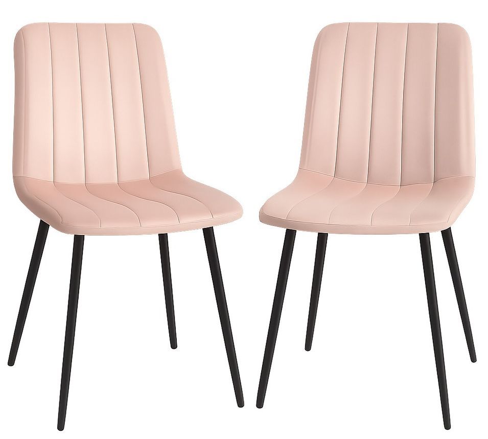 Lot de 2 chaises LONDA – Velours & pieds acier Noir - Photo n°1