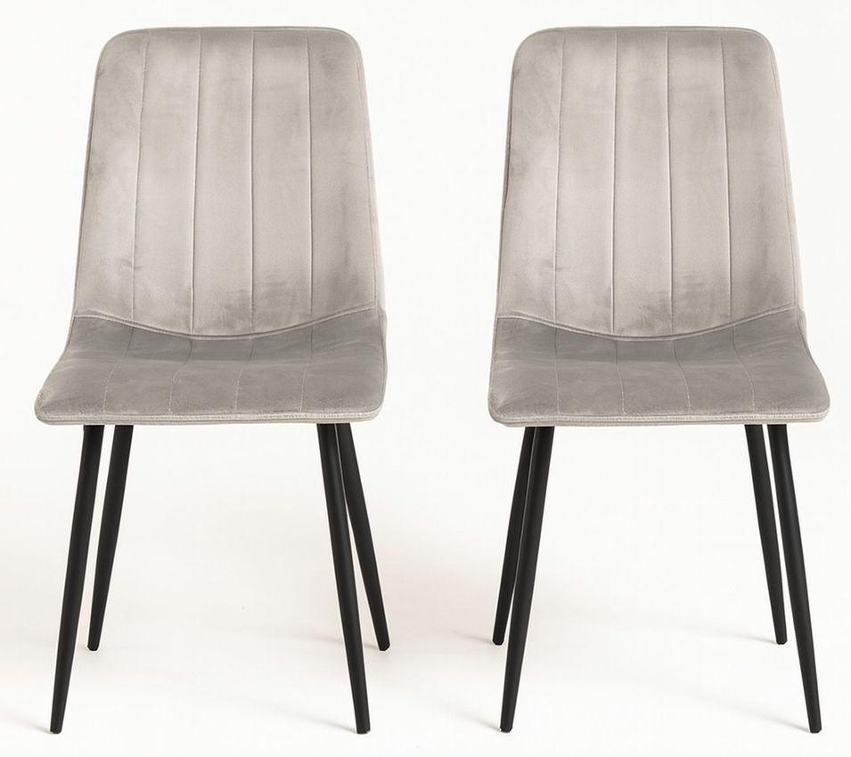 Lot de 2 chaises LONDA – Velours & pieds acier Noir - Photo n°1