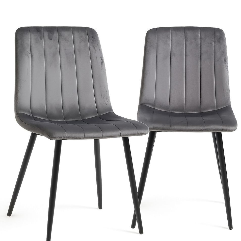 Lot de 2 chaises LONDA – Velours & pieds acier Noir - Photo n°1