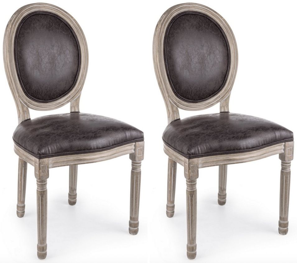 Lot de 2 chaises médaillon MATHILDE - style Louis XVI - Photo n°1