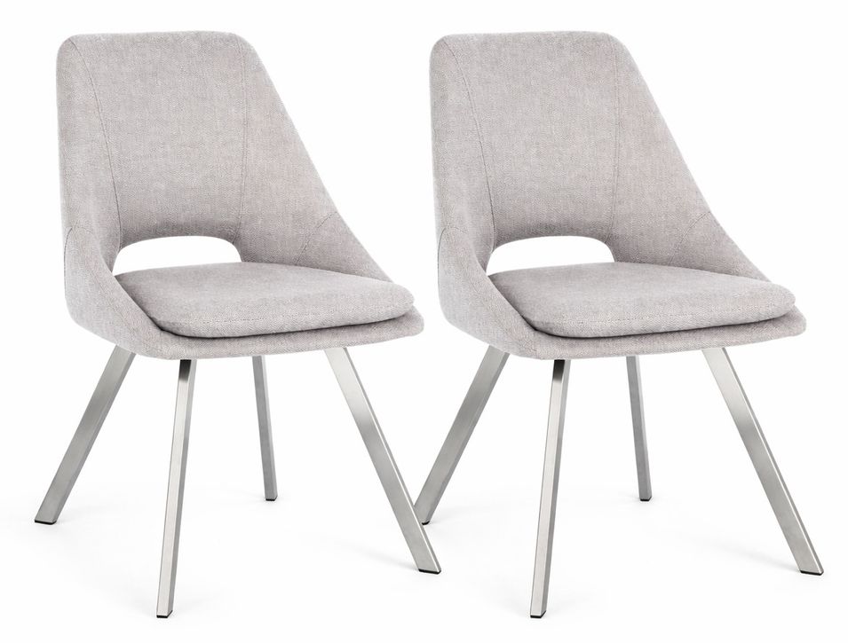 Lot de 2 chaises modernes KASHAR – Assise tissu & pieds acier chromé - Photo n°1