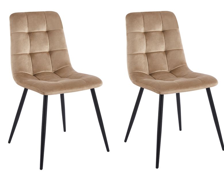 Lot de 2 chaises PIKA – Velours capitonné & pieds acier noir - Photo n°1