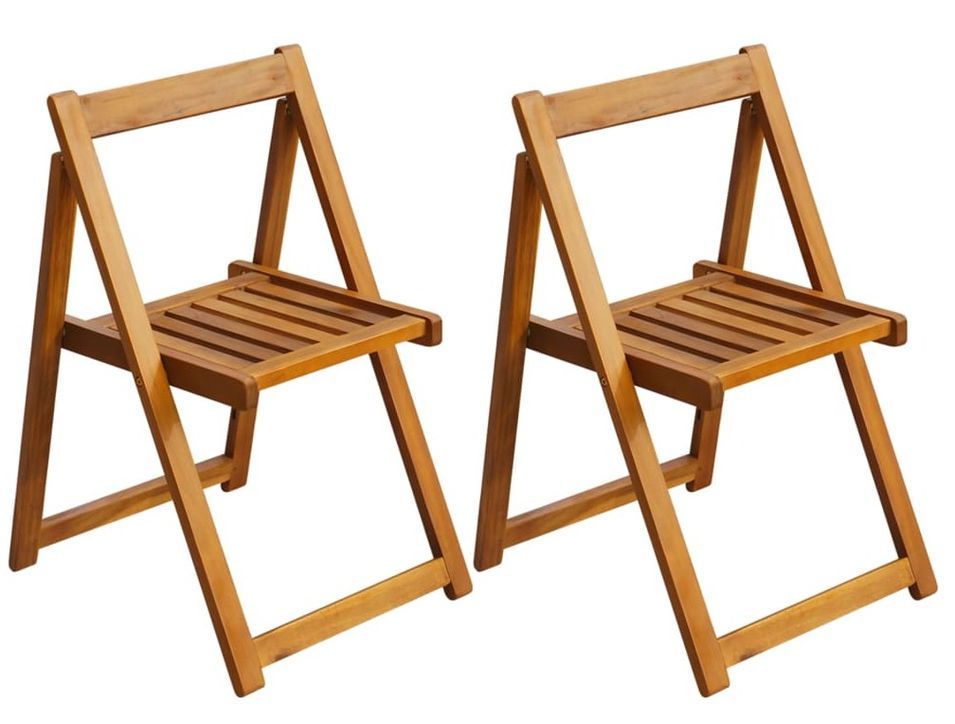 Lot de 2 chaises pliantes en bois massif KILIZ – Mobilier intérieur et extérieur pratique - Photo n°1