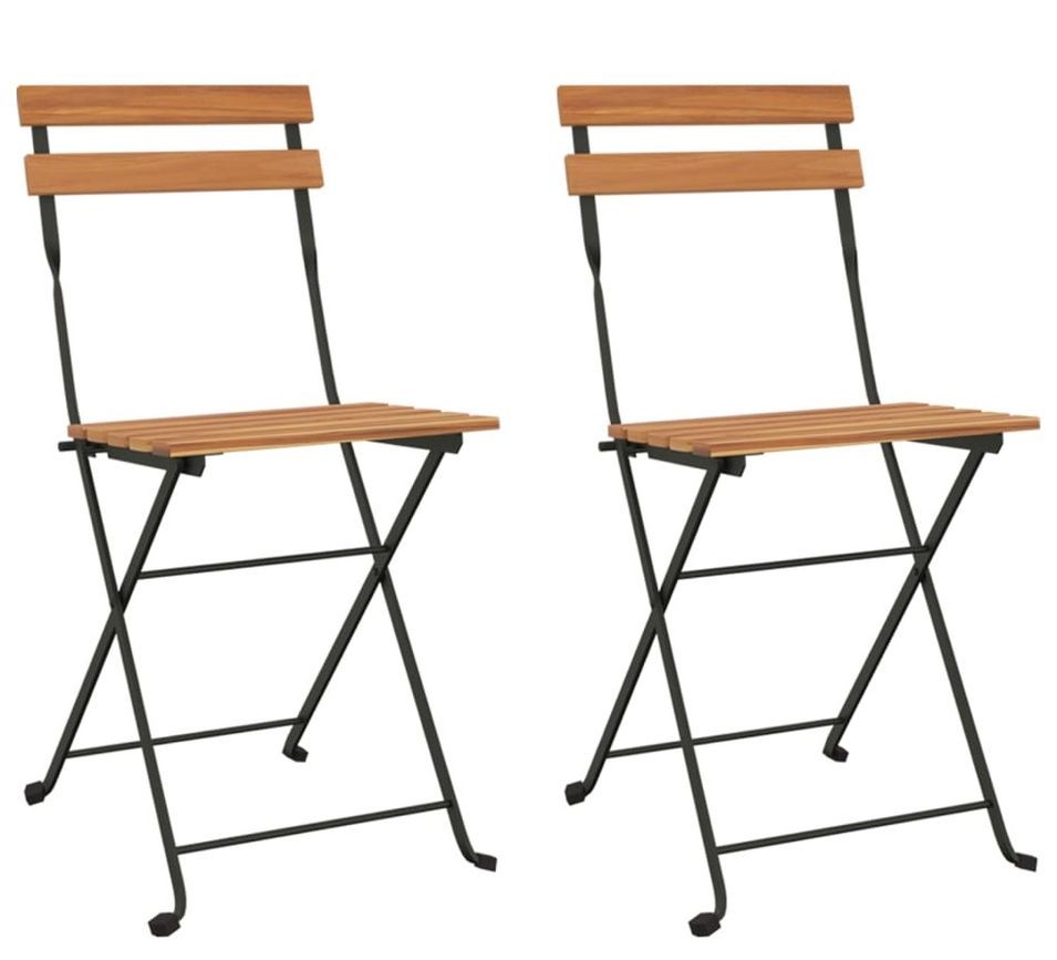 Lot de 2 chaises pliantes en teck et acier KALINK – Mobilier intérieur et extérieu - Photo n°1