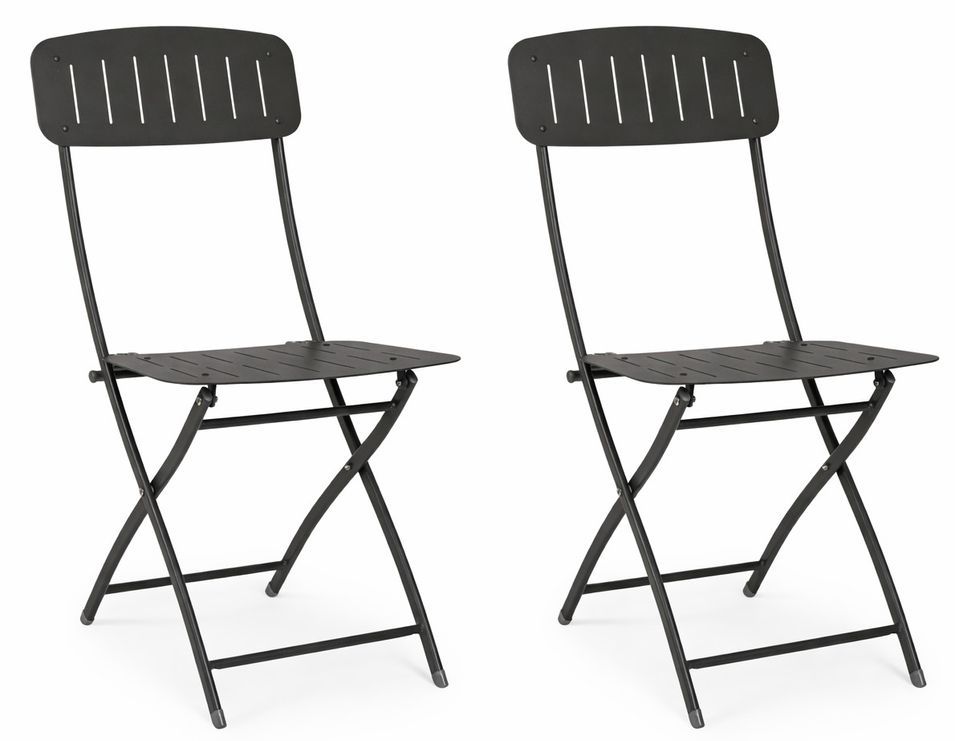 Lot de 2 chaises pliantes YVONNE – Acier traité extérieur - Photo n°1