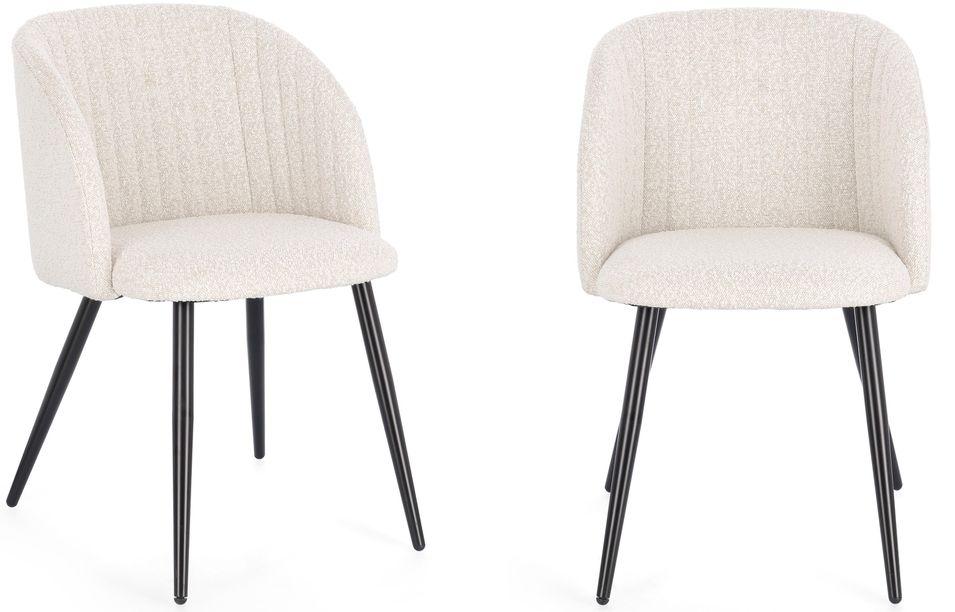 Lot de 2 chaises QUENTIN en tissu à bouclette – Confort contemporain et style texturé - Photo n°1