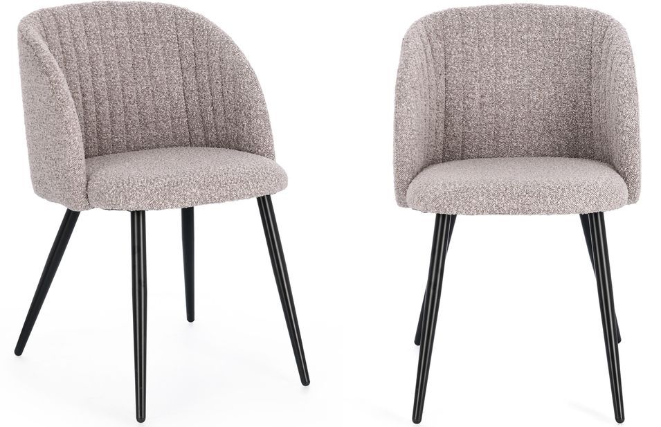 Lot de 2 chaises QUENTIN en tissu à bouclette – Confort contemporain et style texturé - Photo n°1