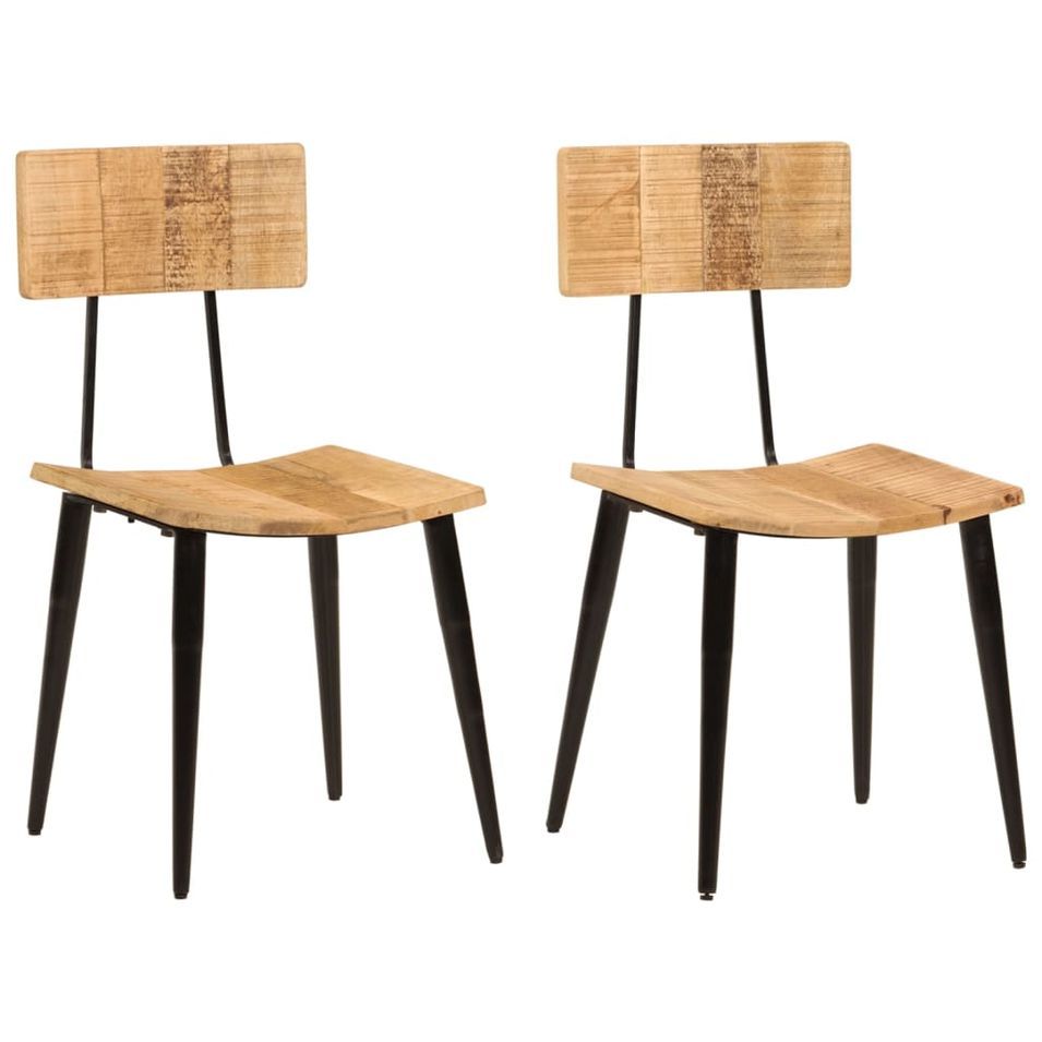 Lot de 2 chaises style industriel – Bois de manguier massif et fer - Photo n°1