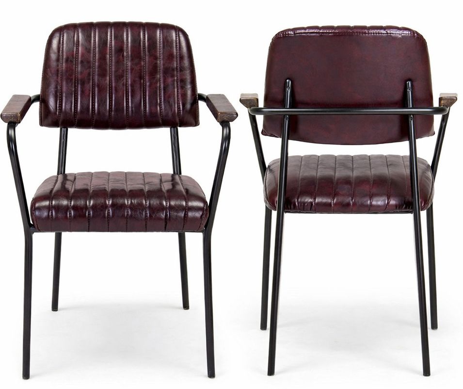 Lot de 2 chaises vintage KAZY avec accoudoirs – Esprit années 50, bois de frêne & simili cuir premium - Photo n°1