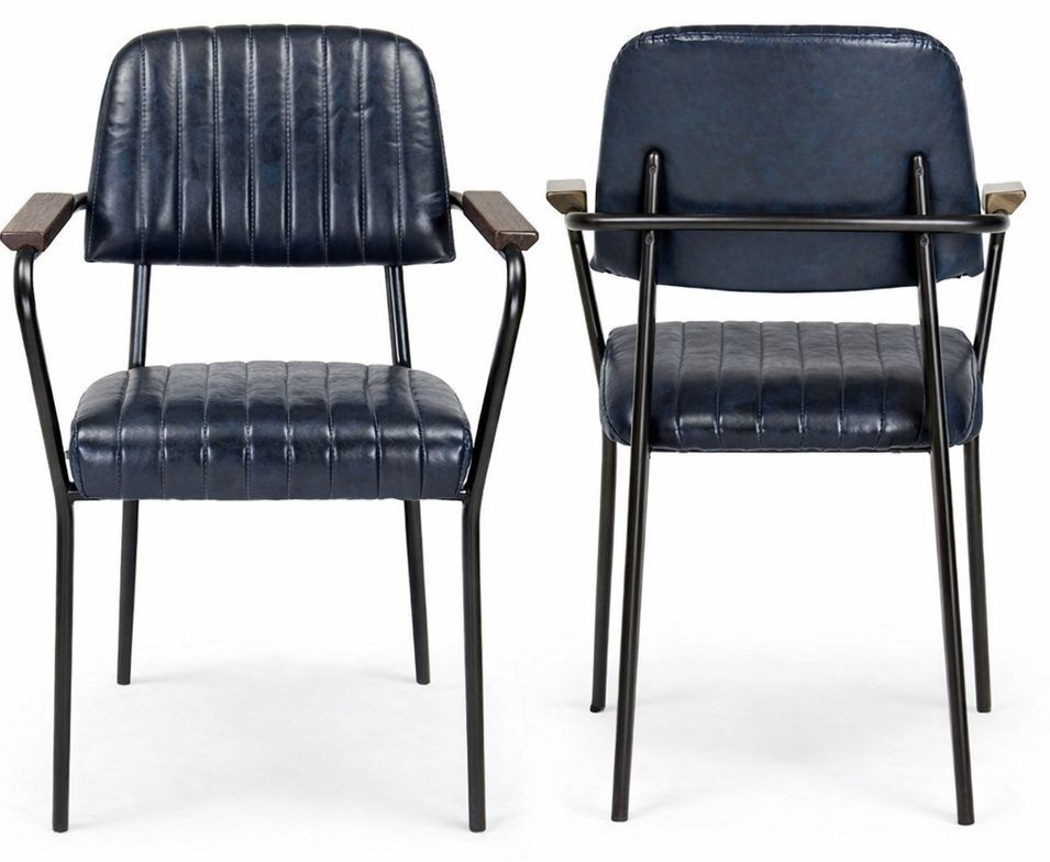 Lot de 2 chaises vintage KAZY avec accoudoirs – Esprit années 50, bois de frêne & simili cuir premium - Photo n°1