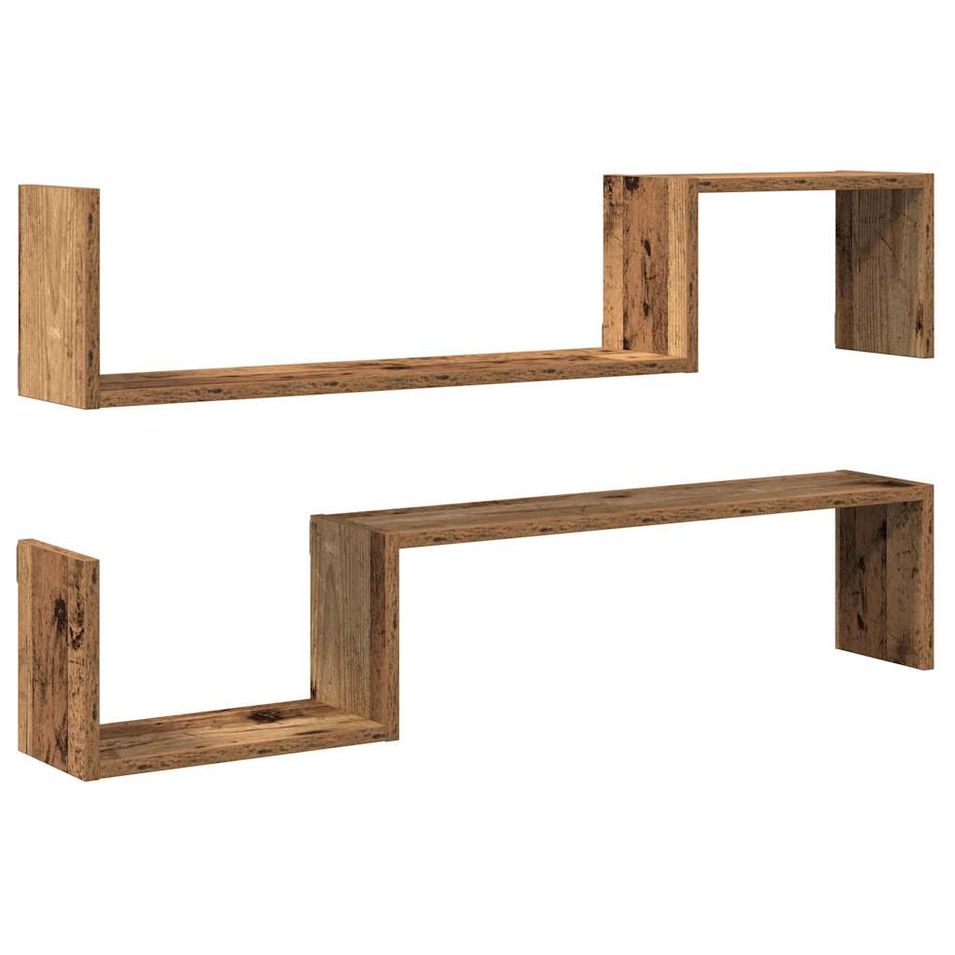 Lot de 2 étagères murales en bois Kolika L 100 x H 20 x P 15 cm – Collection originale - Photo n°1