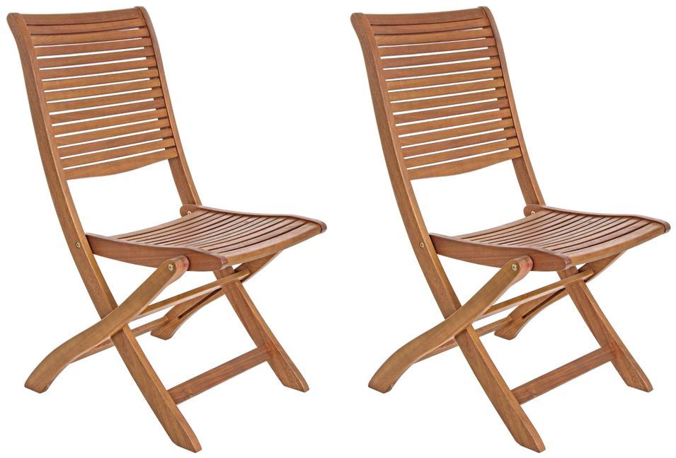 Lot de 2 chaises pliantes d’extérieur NOEMI – Bois d’acacia huilé - Photo n°1