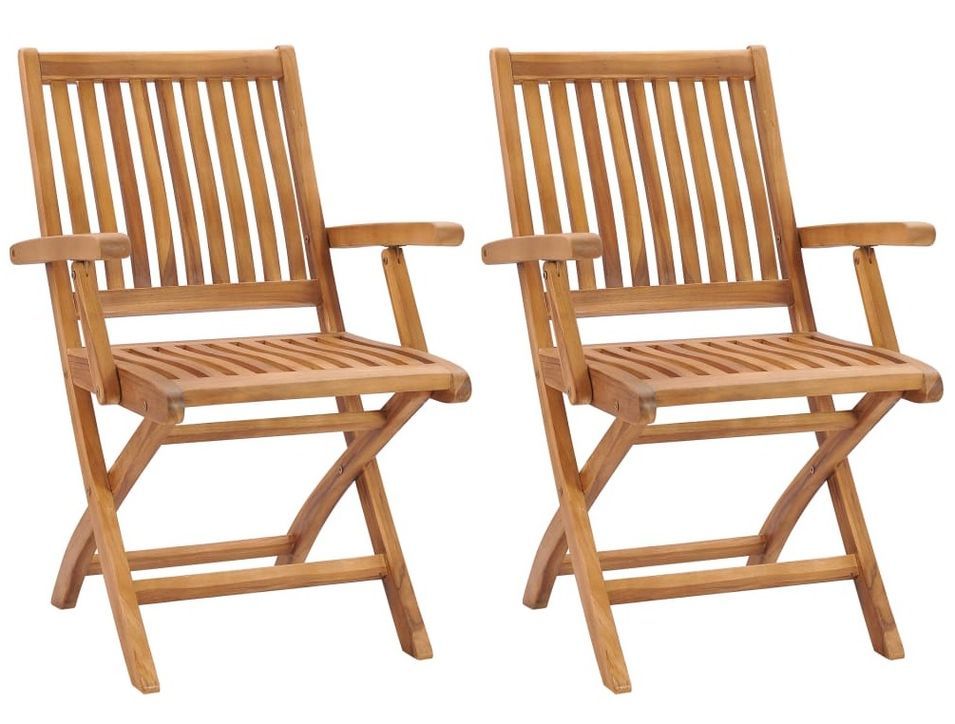 Lot de 2 fauteuils de jardin pliables en bois de teck KANSA - Photo n°1