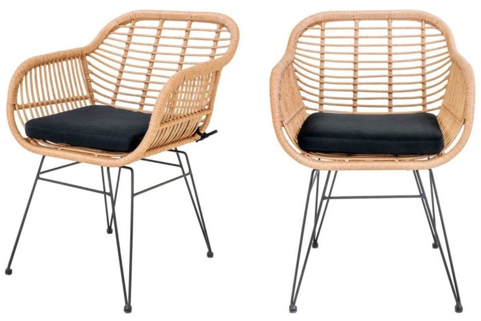 Lot de 2 fauteuils effet rotin LAZO – Intérieur ou extérieur - Photo n°1