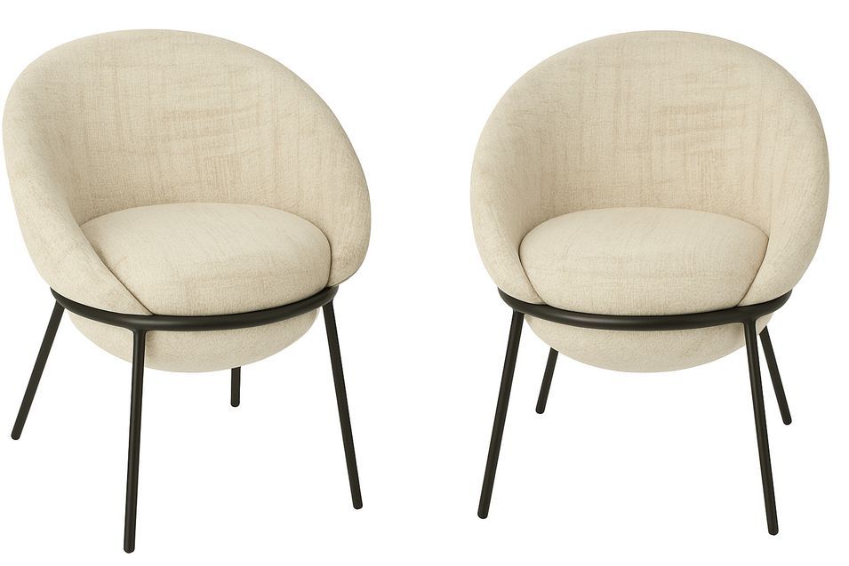 Lot de 2 fauteuils en tissu BOOBY – Structure en métal noir et design moderne - Photo n°1