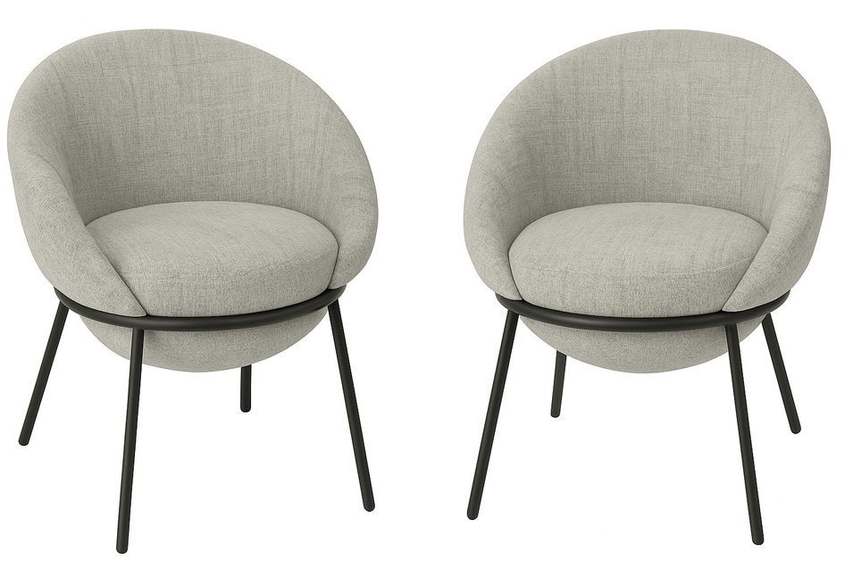 Lot de 2 fauteuils en tissu BOOBY – Structure en métal noir et design moderne - Photo n°1