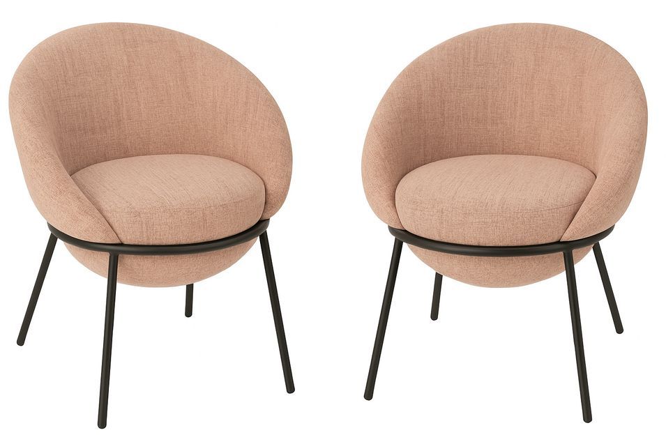 Lot de 2 fauteuils en tissu BOOBY – Structure en métal noir et design moderne - Photo n°1
