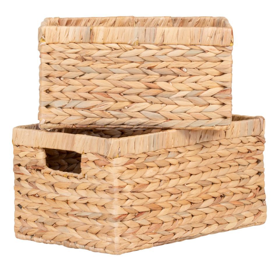 Lot de 2 paniers décoratifs rectangulaires PASSO – Jacinthe d’eau naturelle - Photo n°1